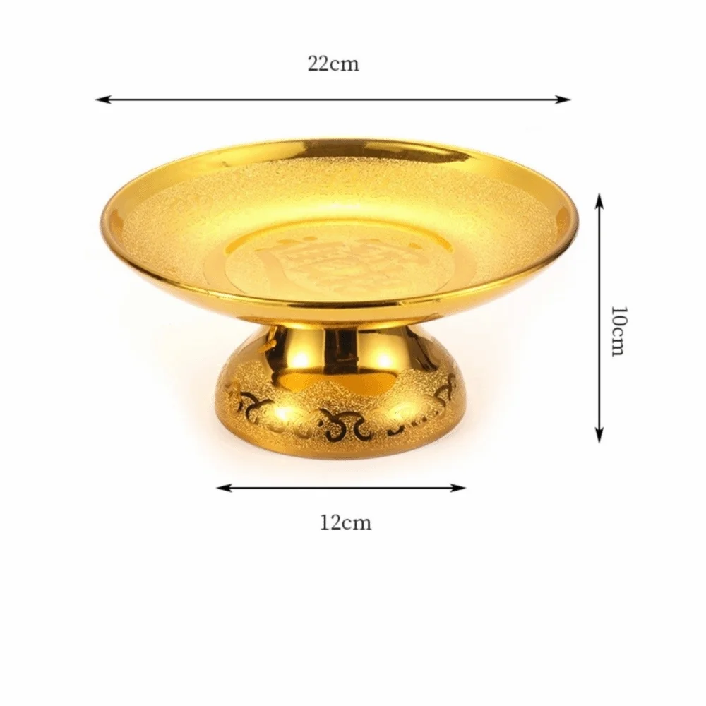 New Vintage Golden Lotus Tray Household Ornament Offering Plate Classic Decorative Fruit Tray Temple Worship