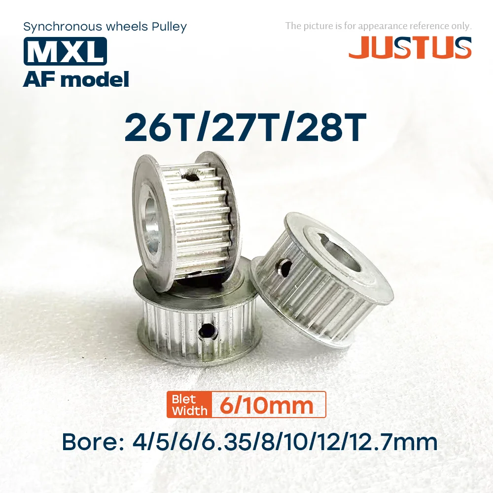 

26T/27T/28T MXL AF Type Timing Pulley Bore 4/5/6/6.35/8/10/12/12.7mm for 6/10mm Width Belt Used In Linear Pulley