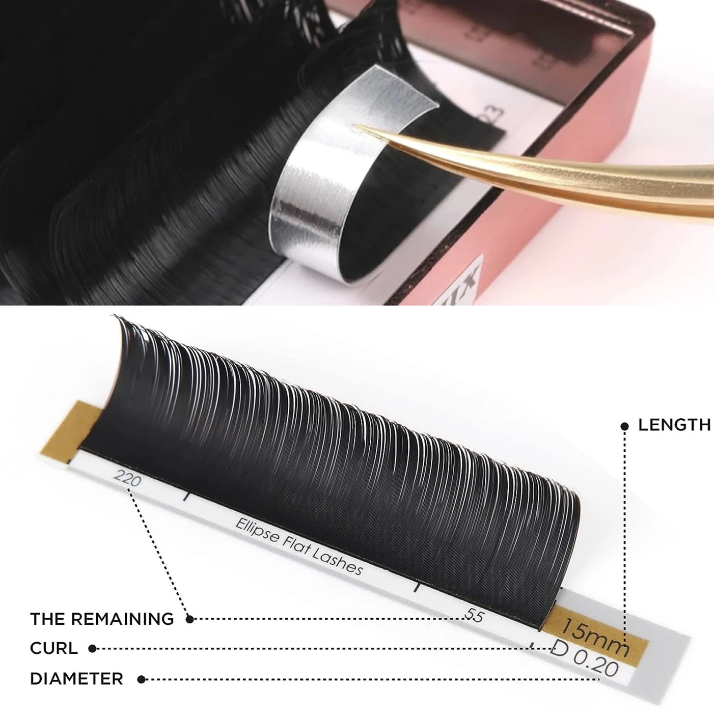 Eyelash Extension 8-16 Mix Length Matte Black Ellipse Split Tips Korean PBT Silk Flat Lashes