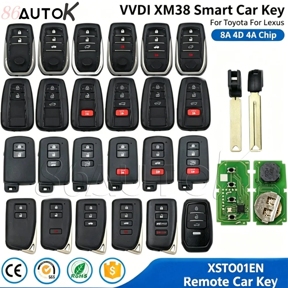 

Global Xhorse VVDI XM38 Smart Key For Toyota For Lexus 8A 4D 4A BA Chip Updated Version Support 312-433Mhz XSTO01EN Remote Key