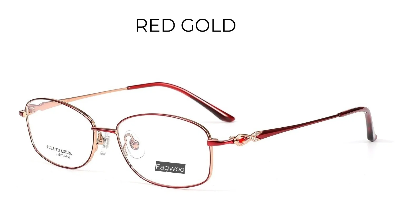 Reine Titan Brille Frauen Brille entworfen Vollrand runde rote Brille ovale Brille elegante Brille breites Gesicht – Detail 4