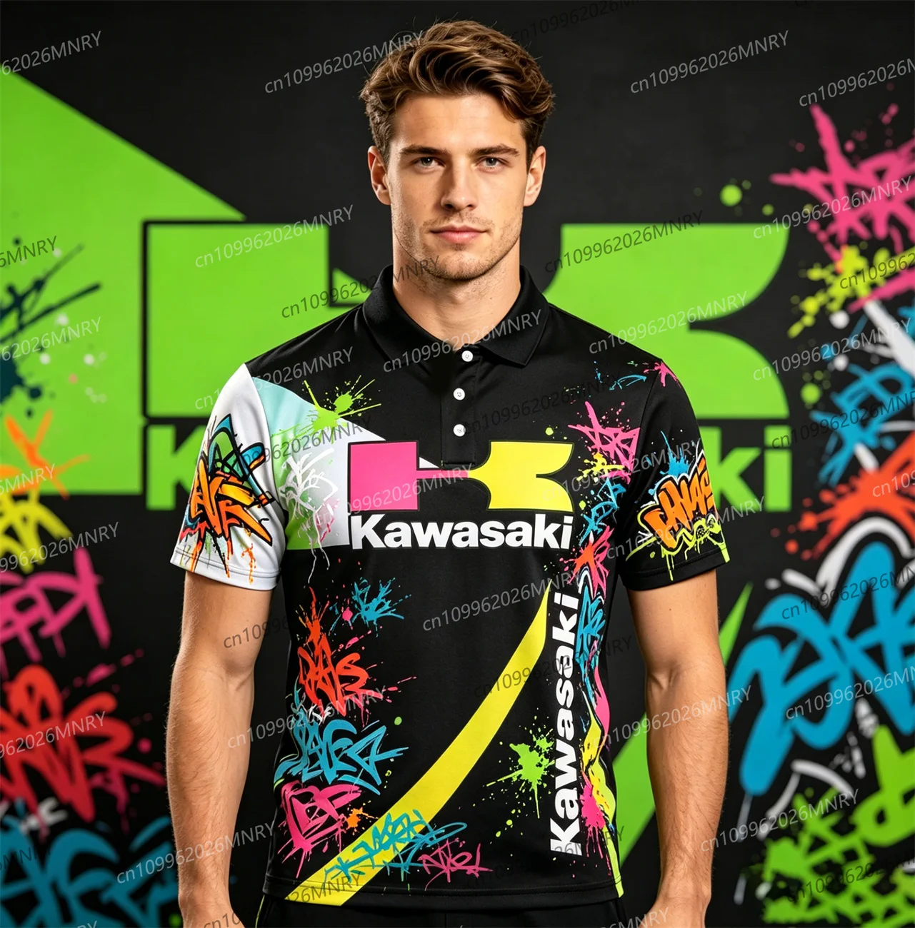 

Summer polo t-shirts for men Kawasaki tshirt Motocross T-shirt men Quick Drying Cycling POLO shirt Suit Women Tshirt Sleeved Top