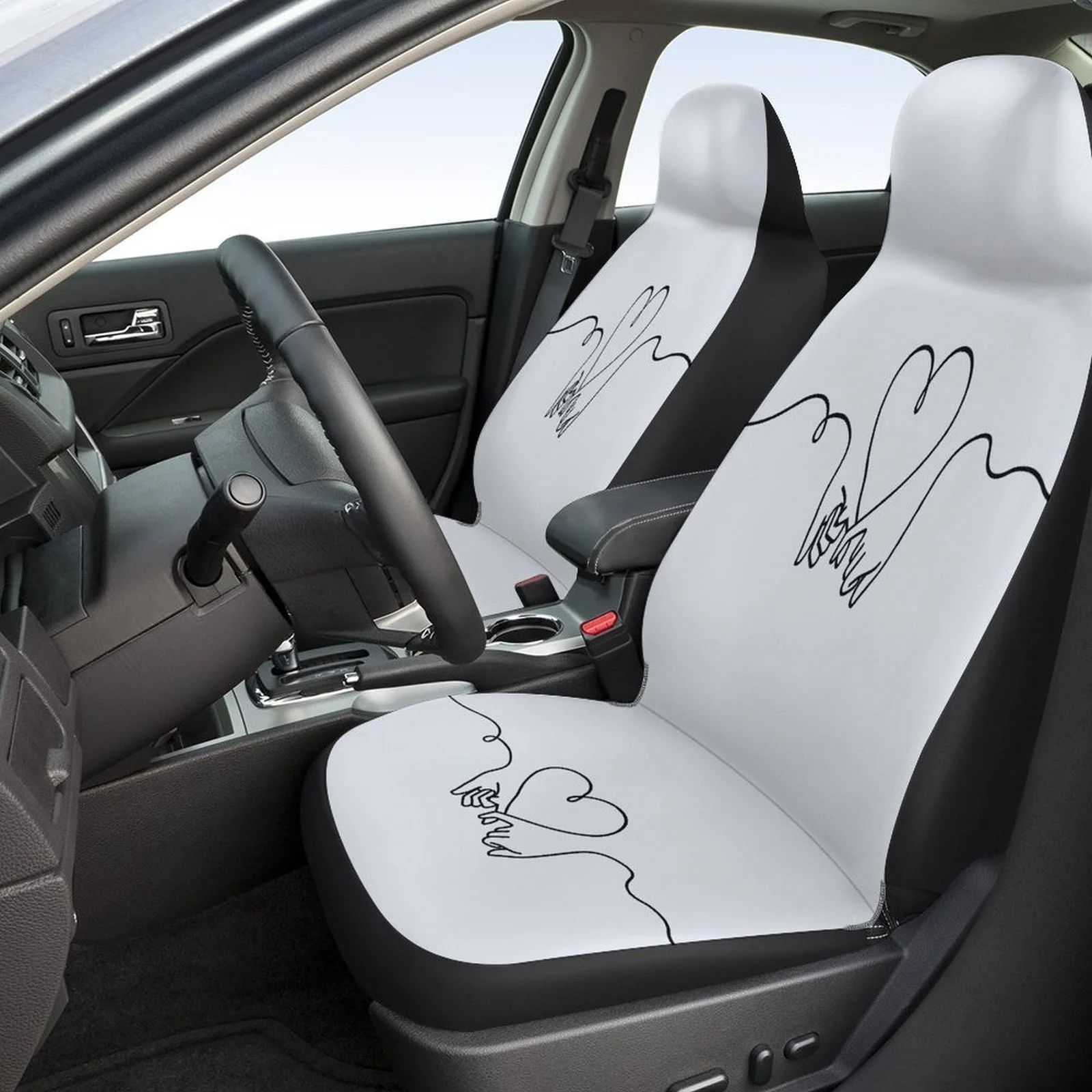Heart Hands Connection Designed Car Seat Cover Set For Most Cars, High-quality Comfortable Car Seat Protector Covers Full Set,