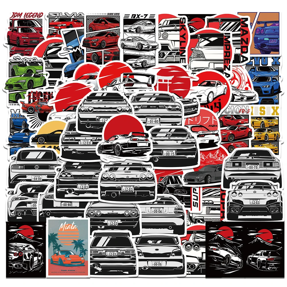 10/30/50pcs Japan Stijl JDM Racewagen Stickers Cartoon Graffiti Sticker DIY Plakboek Bagage Laptop Cool decoratie Decals Speelgoed