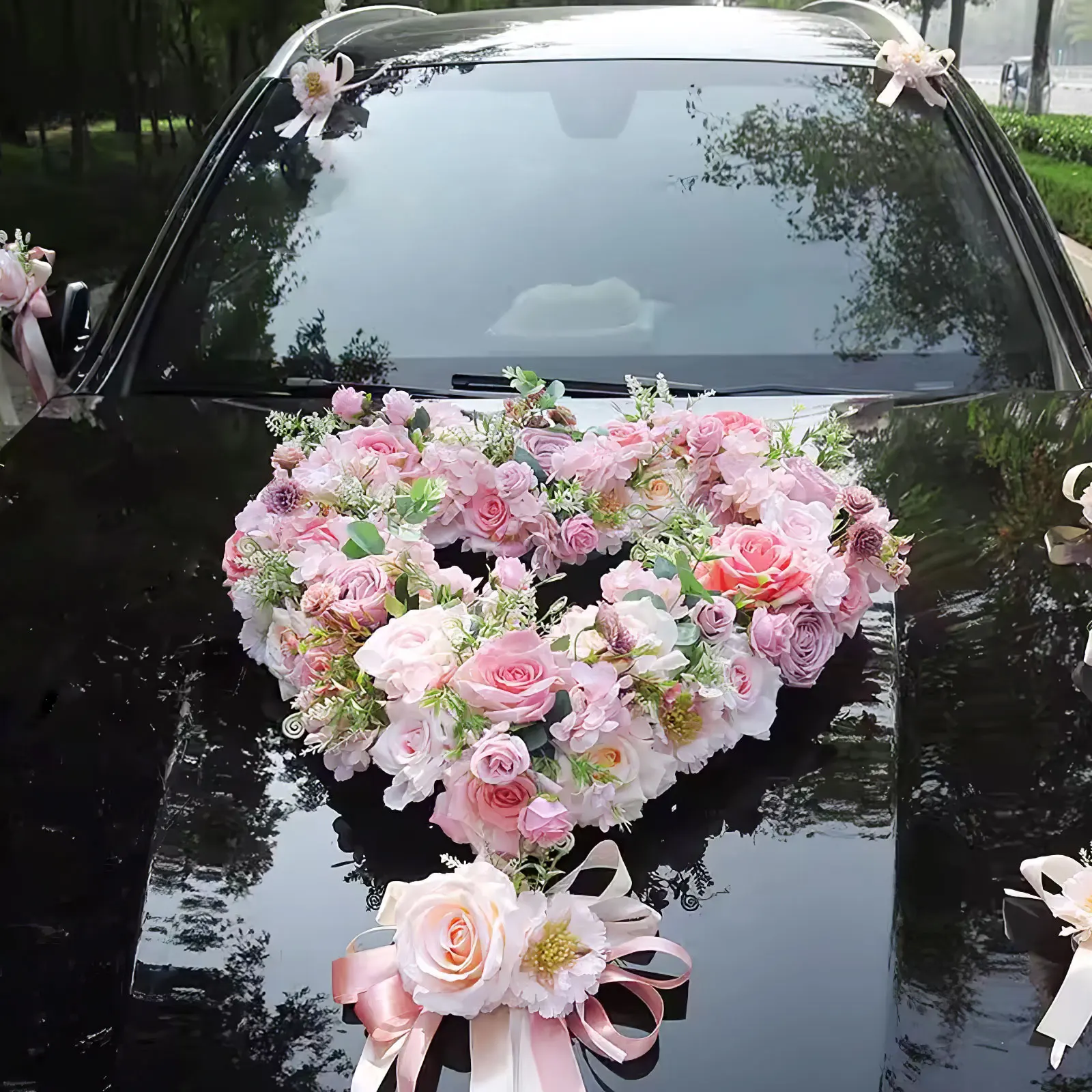 

1PC Heart Shaped Flower Holder Wedding Car Decoration Mud Cup Love Insert Stand for Party Event Plastic Flower Rack