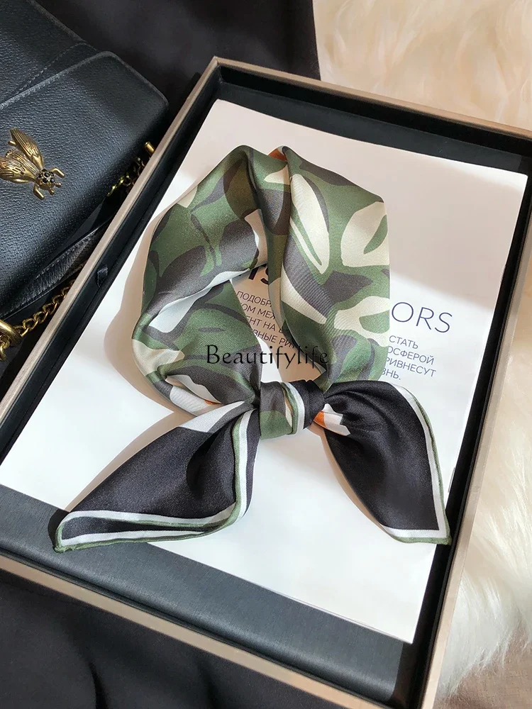 

Green Silk Scarf Versatile Spring Autumn Winter 100% Mulberry Silk Twill Silk