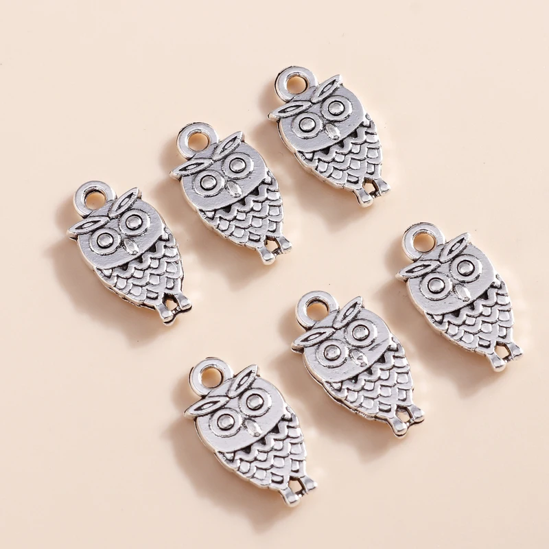 20 Stück 10x19mm Cartoon-Tieranhänger aus Legierung, Eulenanhänger für Schmuckherstellung, DIY-Ohrringe, Halsketten, Armbänder, Zubehör – Detail 6