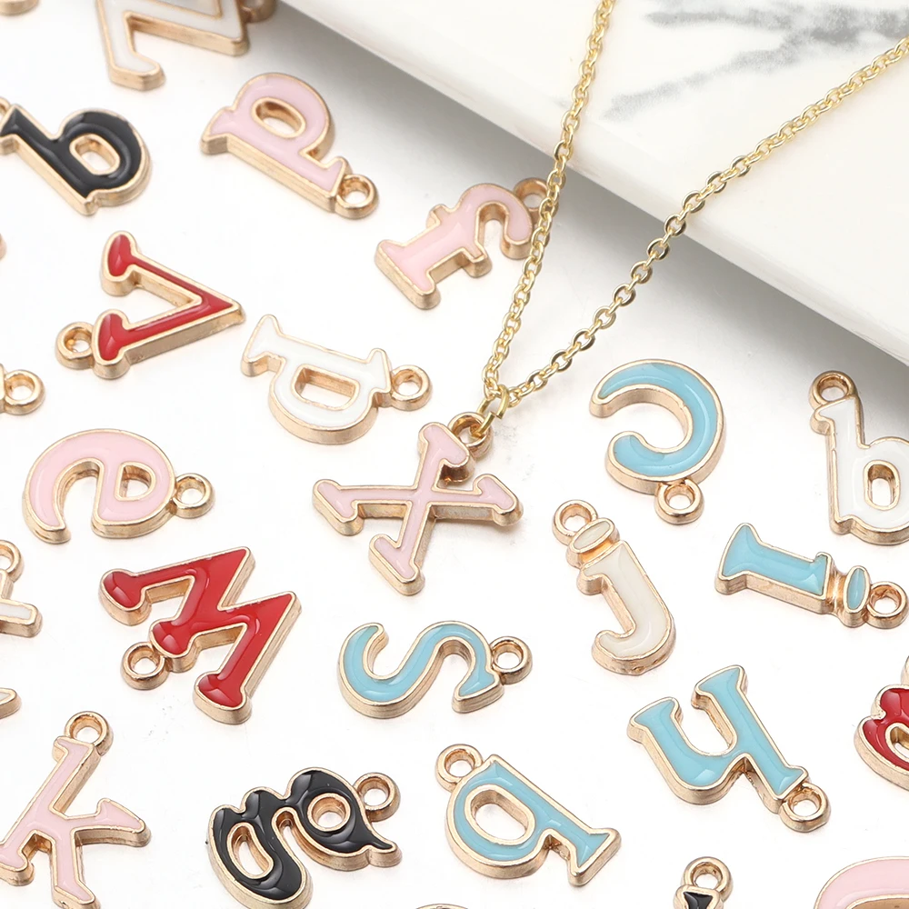 26pcs/lot A-Z Alloy Alphabet Pendants Colored Letter Pendant For Jewelry Making Findings DIY Charm Earrings Necklace Accessories