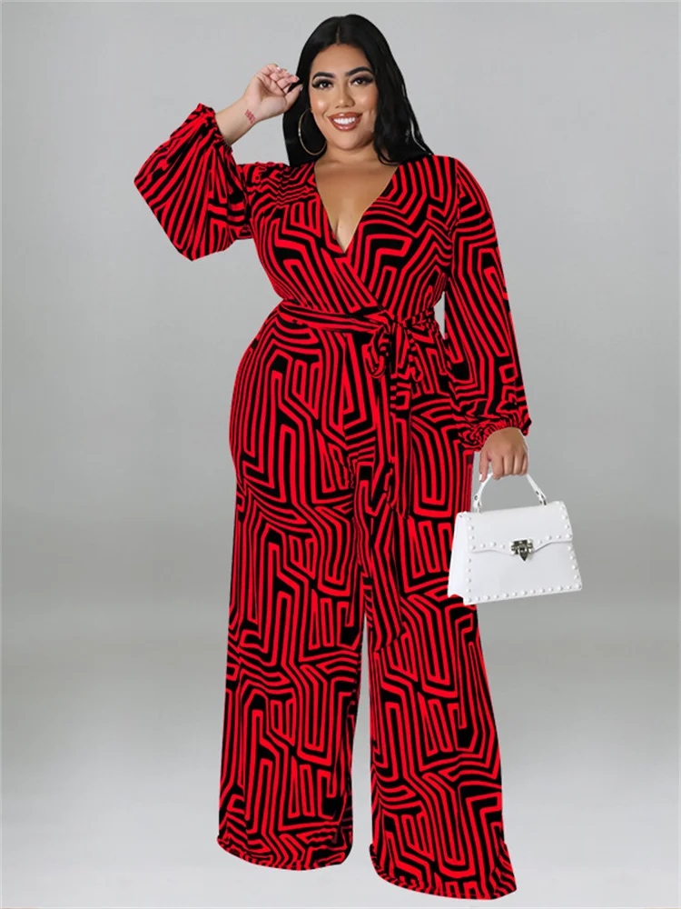 Wmstar plus size damesprint jumpsuit zomer eendelig bedrukt met veters casual bodysuit hot sale groothandel dropshipping