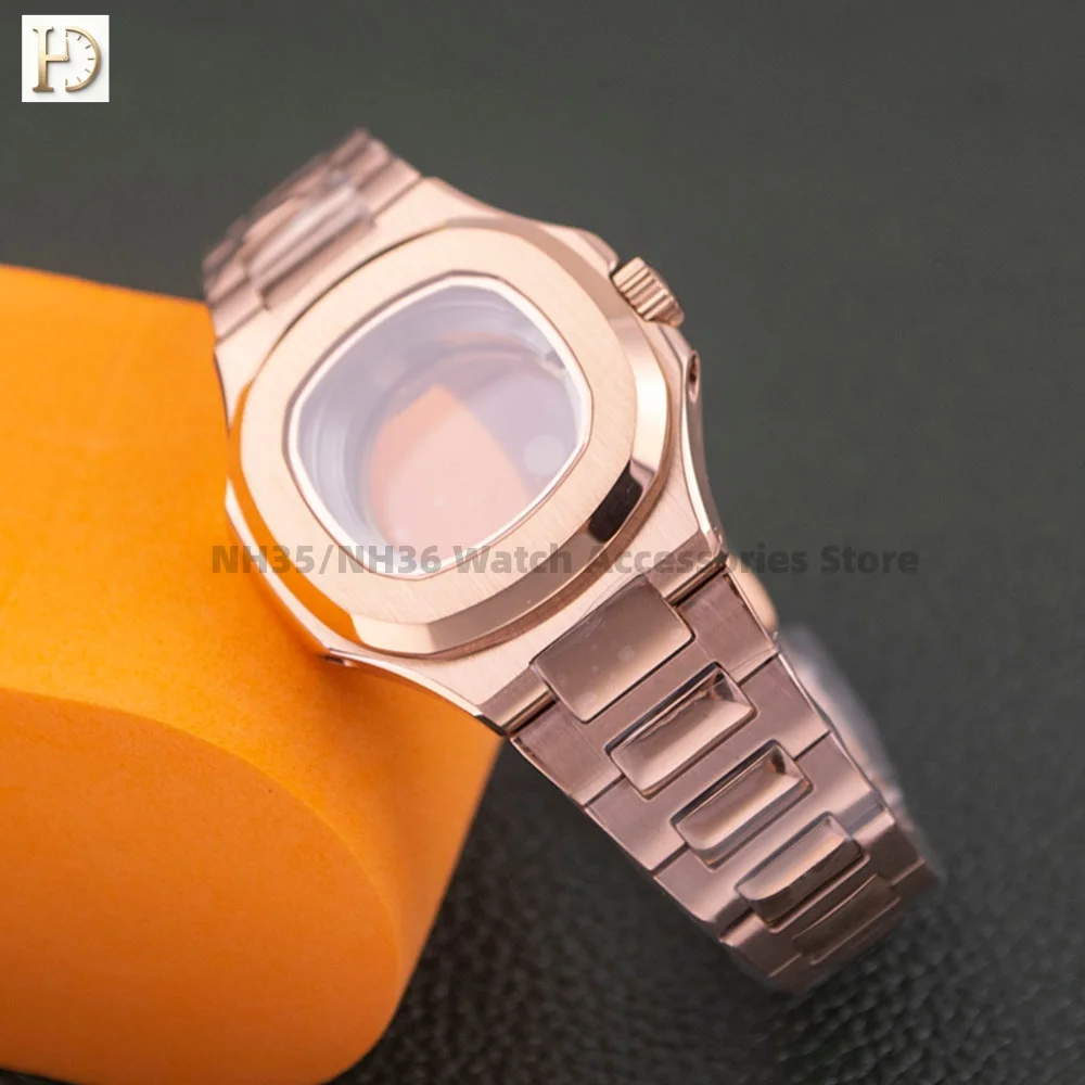 

35mm Sapphire Glass Women's NH05 Watch Case Silver Gold Rose Steel Strap Fit NH05 NH06 Movement Nautilus Case Accessories