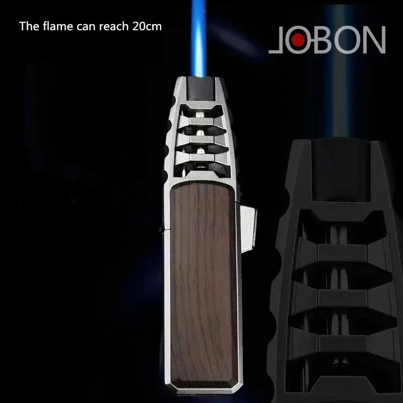 JOBON Metal Strong Fire Windproof Jet Blue Flame Gas Torch Lighter Safety Lock Switch Outdoor Camping BBQ Kitchen Cigar Lighters