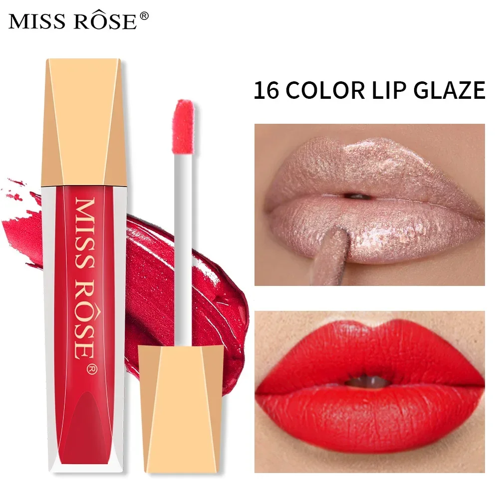 Miss Rose 16 Color Long Lasting Waterproof Velvet Matte Lip Glaze Lipstick Makeup Non-Stick Glitter Lip stick Lip Gloss Cosmetic