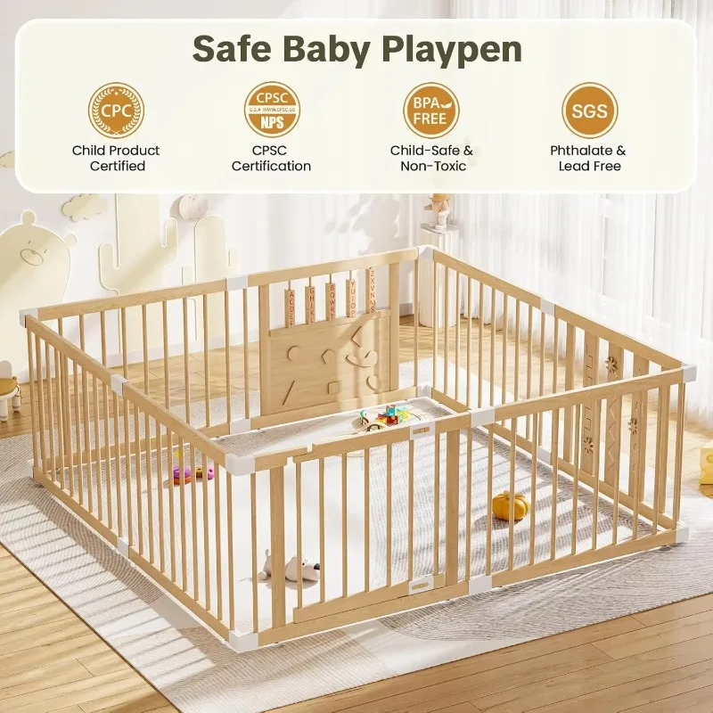 Fence, with door, foldable easily, with colorful acrylic bead play area