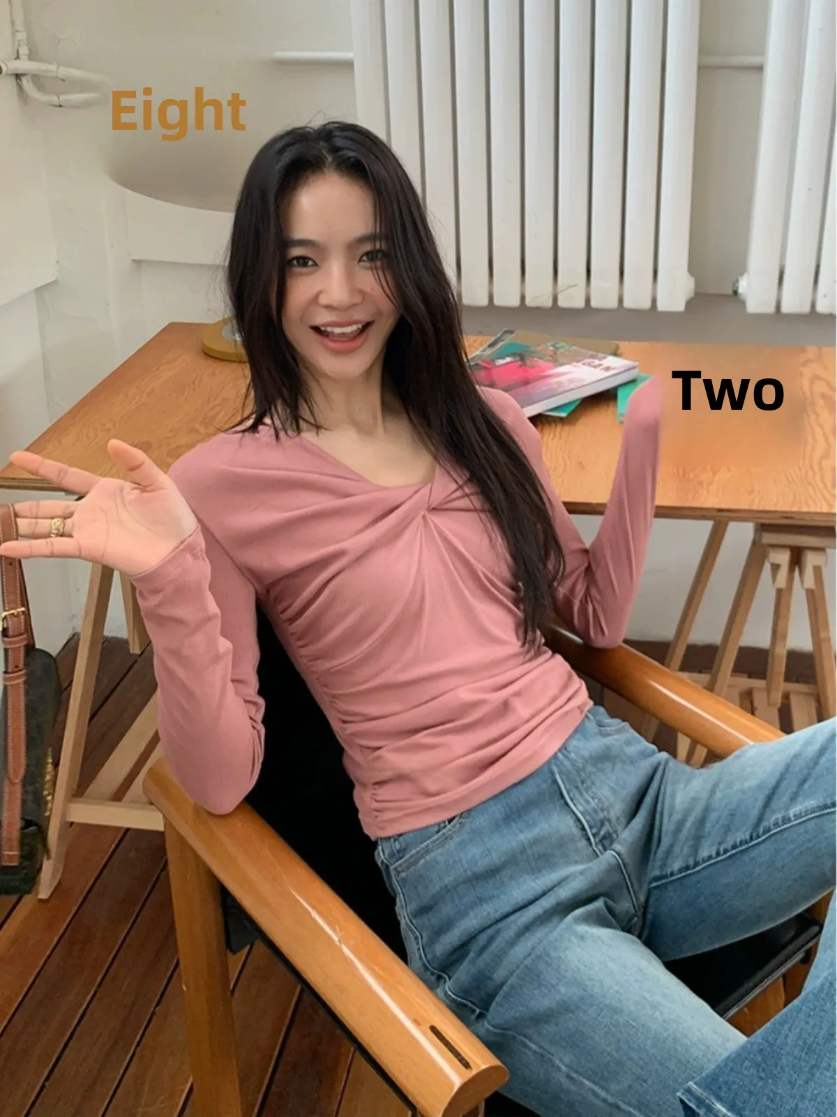 

ALONE SAVOR Long Sve Cross Knitted Top Slimming ort Faionable Versatile Women's Casual Sle V-ne Knitwear P043