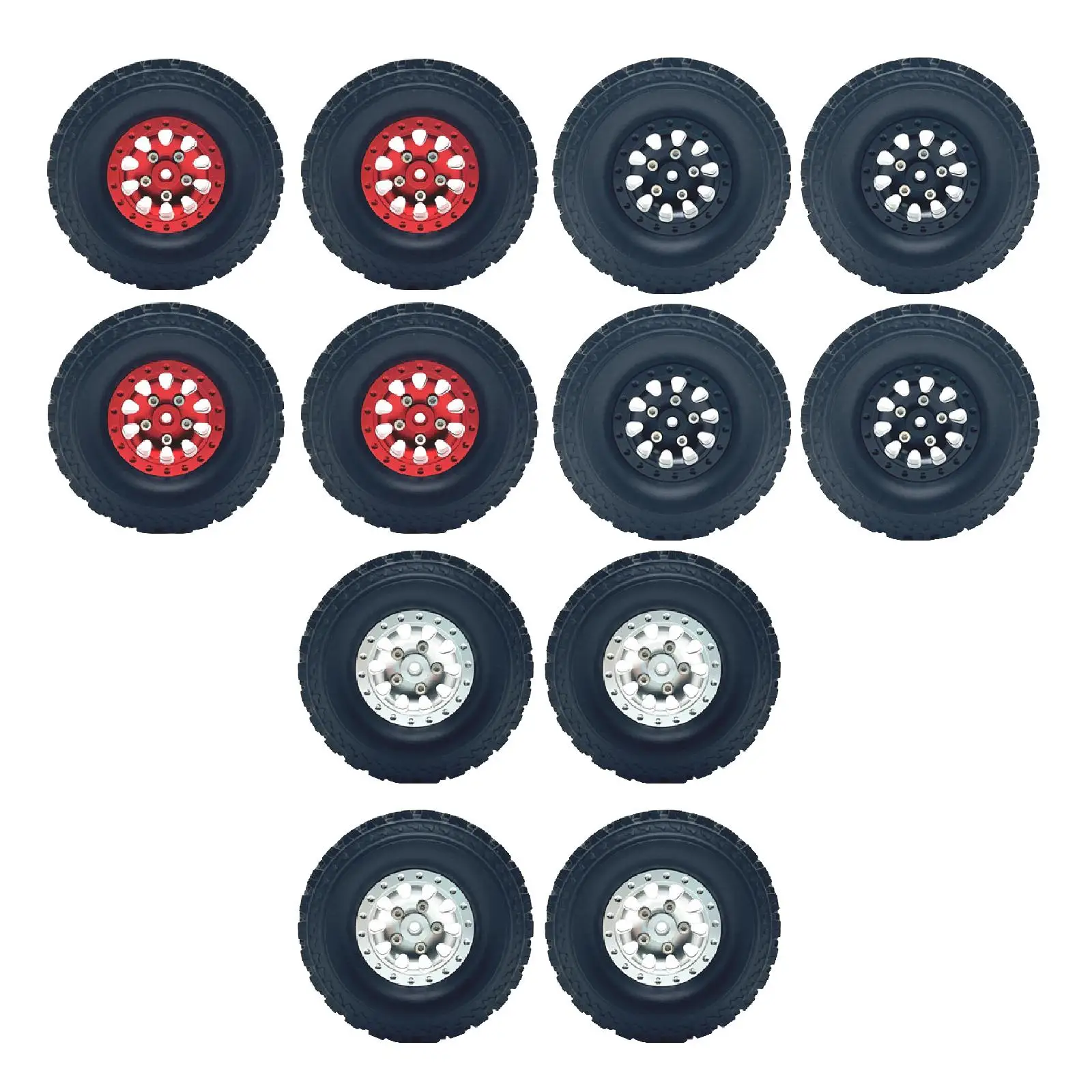 4 Pieces Tire Wheel Metal Professional RC Car Spare Part Wheel Tires Set for 1/12 1/16 RC Crawler Car Truck Vehicle Modification