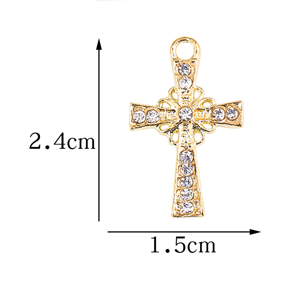 10 Stücke Mode Glänzenden Kristall Zirkon Kreuz Anhänger Halskette für Frauen Mädchen Schmuck Machen Armband Exquisite Accessoires Party Jude – Detail 1