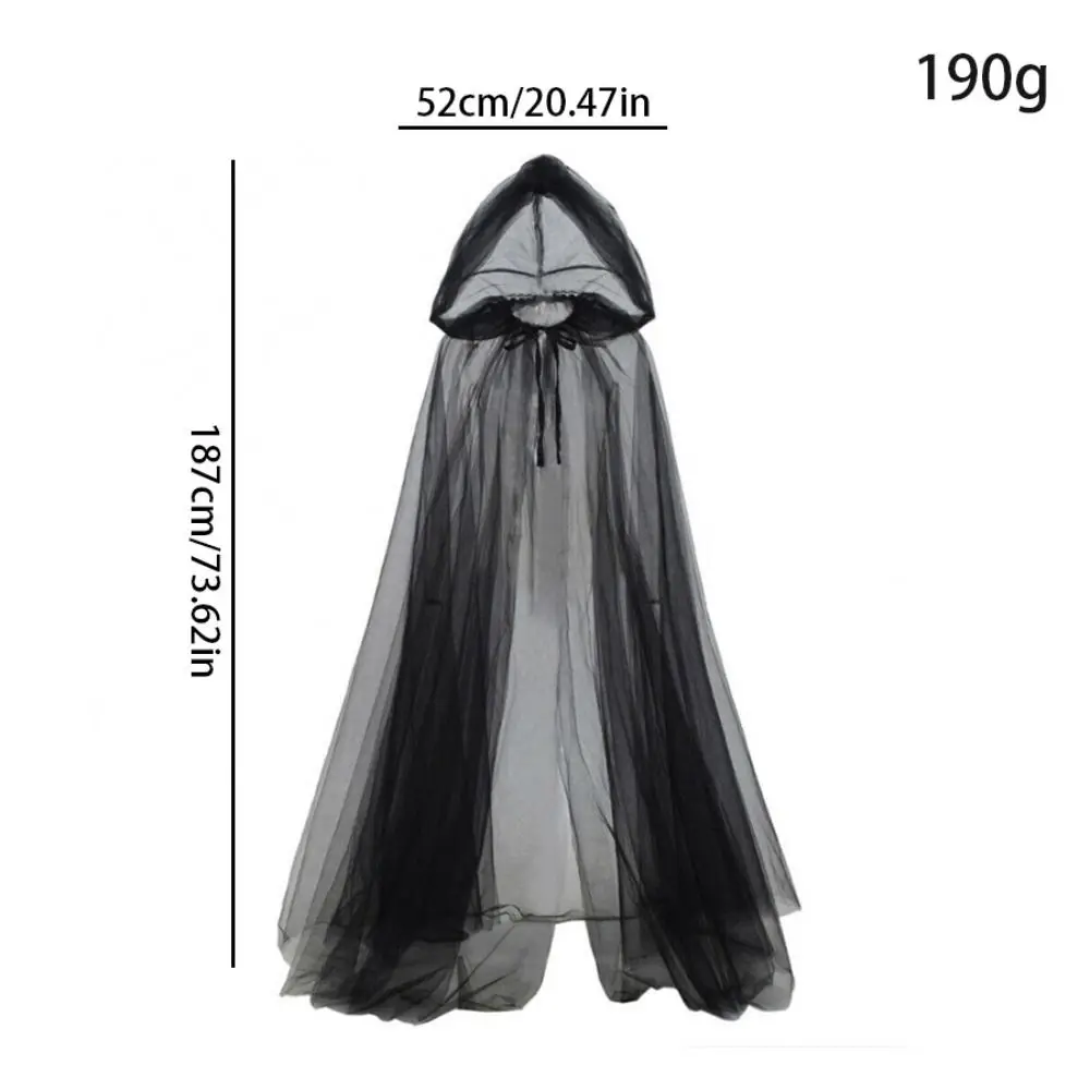Cape fantôme en maille transparente Simple, déguisement de Cosplay pour femmes, Costume d'halloween, accessoires à lacets, cape à capuche pour enfants