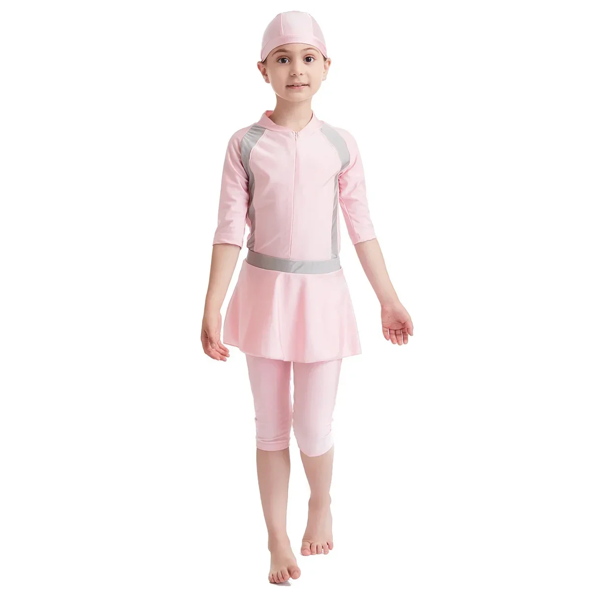 

Swimming Wear for Girls Muslim Islamic Three Pieces Swimsuit Kids Burkinis Modest Swimwear Arabic Children Bathing Set 3-12 Year