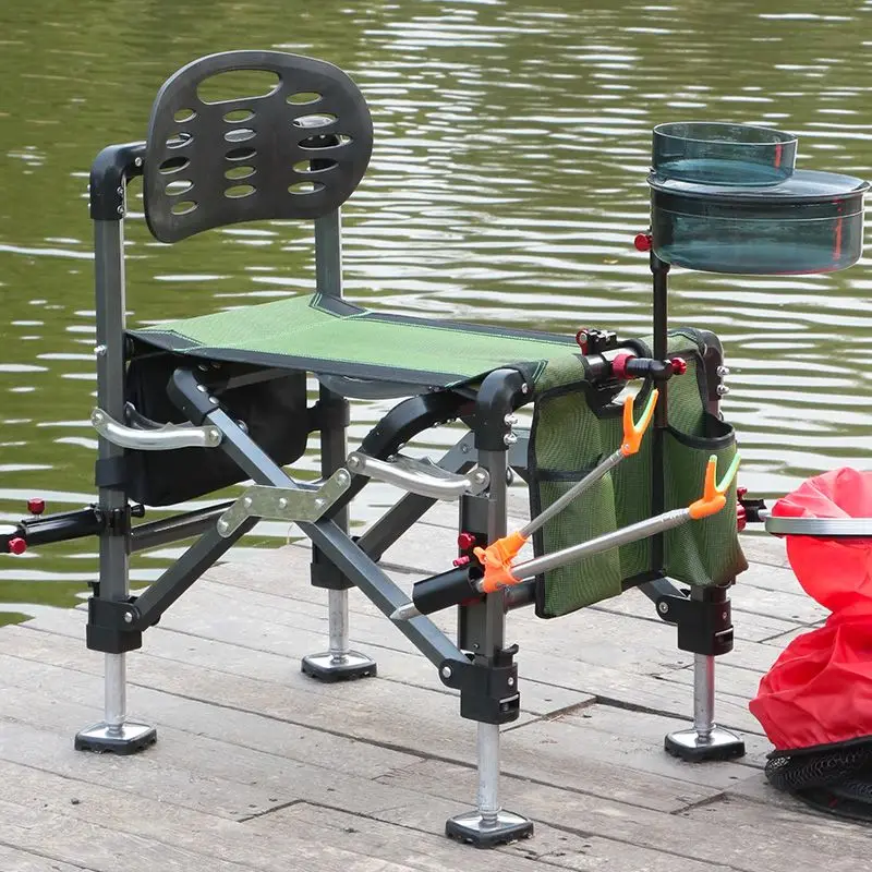 Outdoors Folding Portable Chair Aluminum Alloy Adjustable Multifunctional Fishing Backrest Chair All-season Fishing Accessories