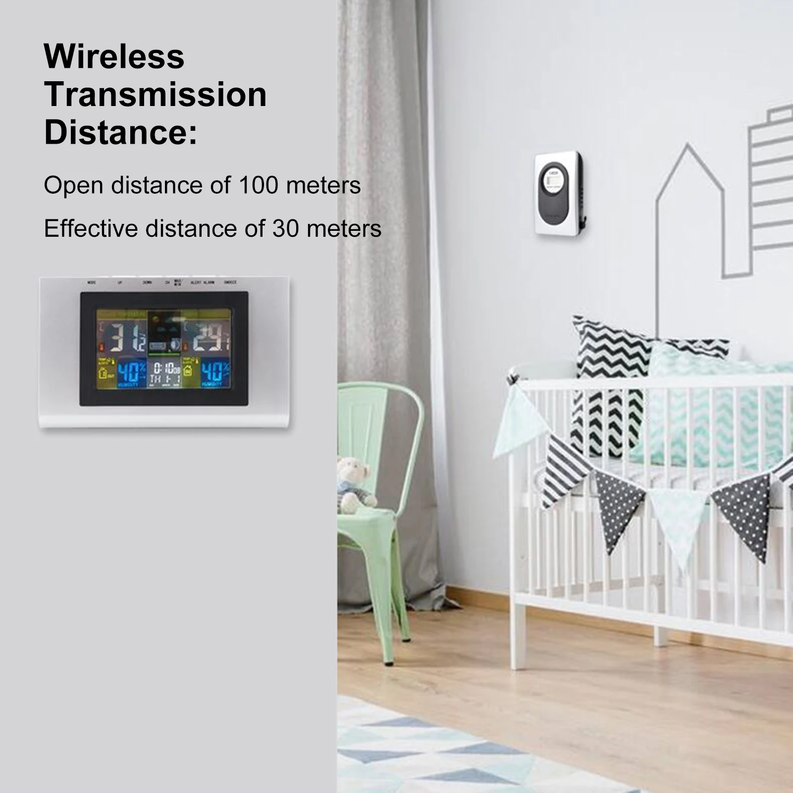 Цифровая метеостанция, монитор температуры и влажности, внутренний и открытый двойной экран, многофункциональный термометр, гигрометр, часы