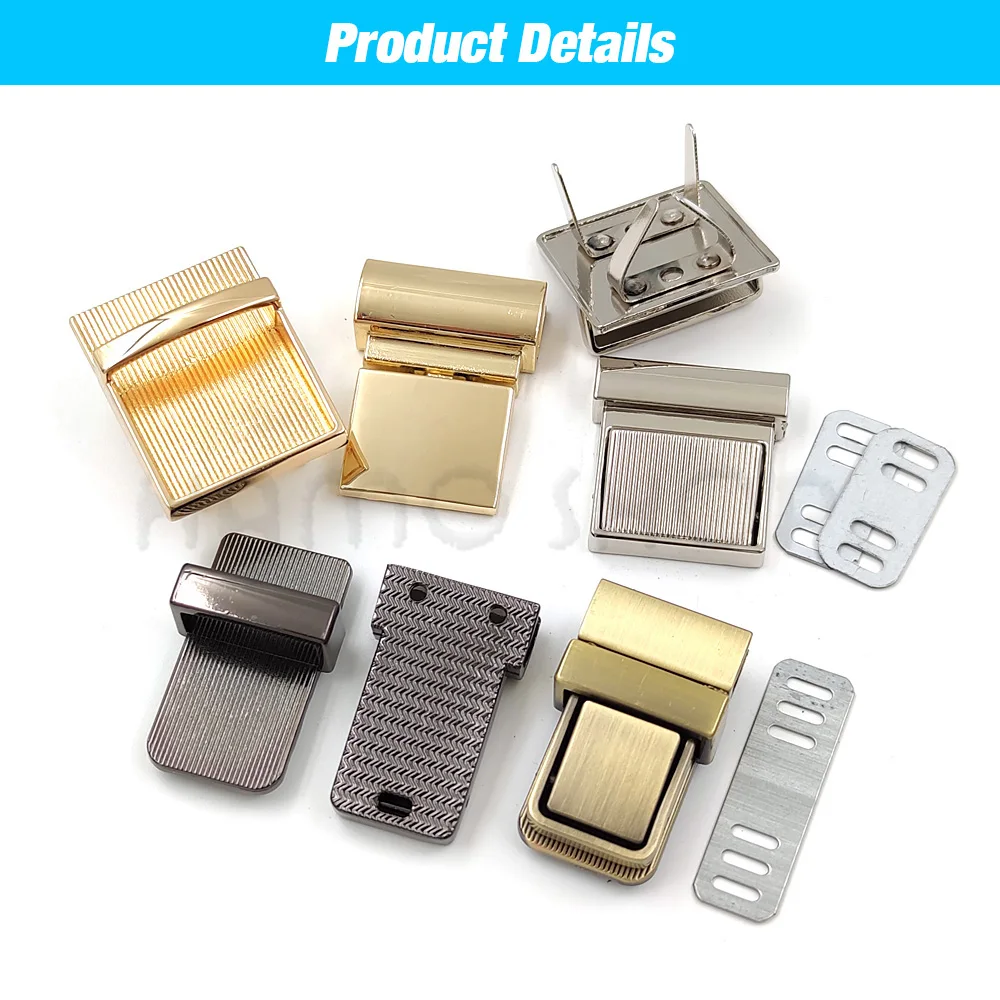 1pc Metal Square Push Lock Turn Pressed Lock Clasp Buckle for Leather Craft Handbag Purse DIY Hardware Accessories