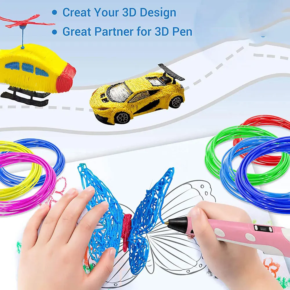 3D Printing Pen For Children 3D Drawing Colored Pencil with LCD Screen with PLA Filament Toys for Kids Christmas Birthday Gift