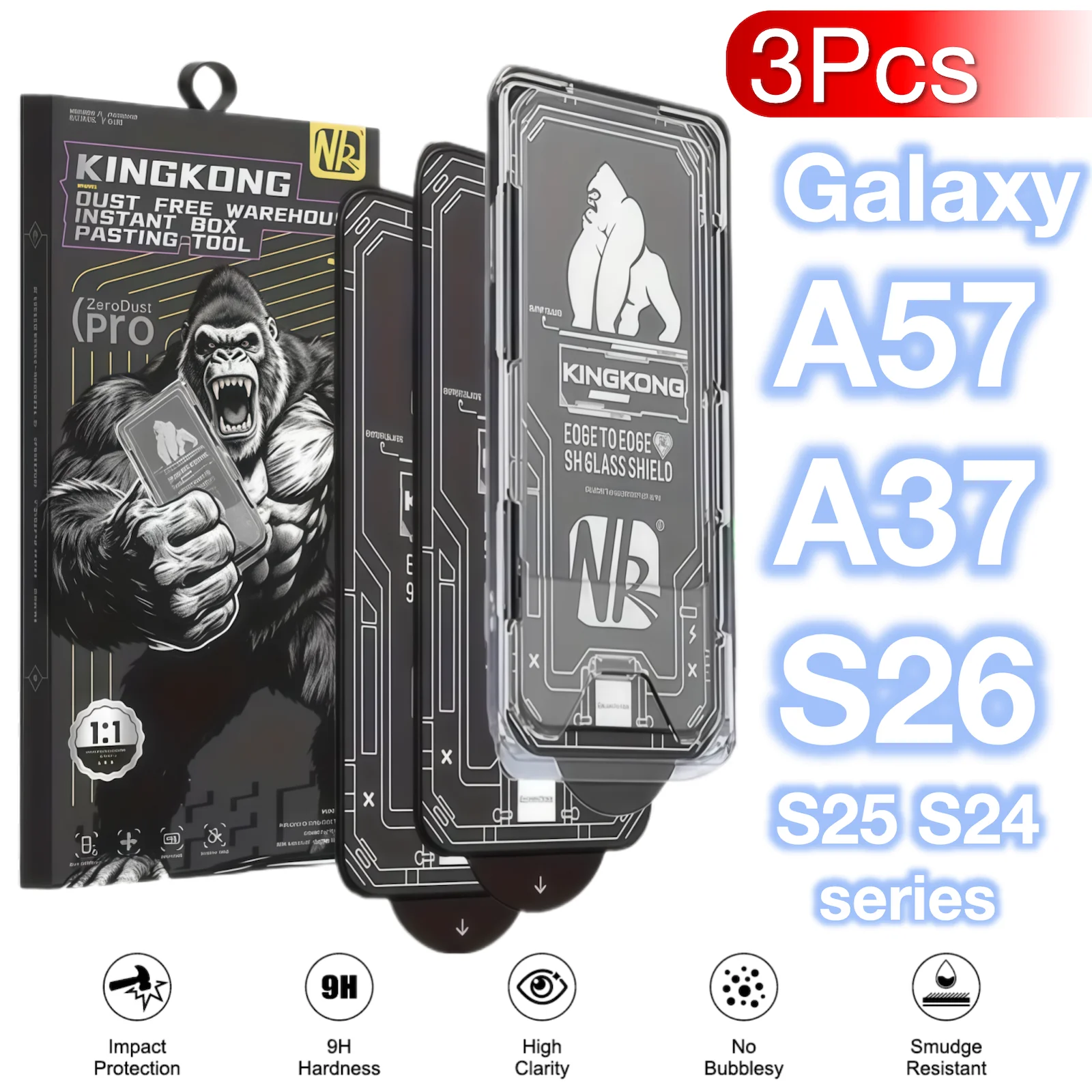 

Защитное стекло 9H без пыли для Galaxy S26 S25 S24 Ultra S23 S22 Plus Edge A57 A37 A56 A55 A35 A36, 3 шт.