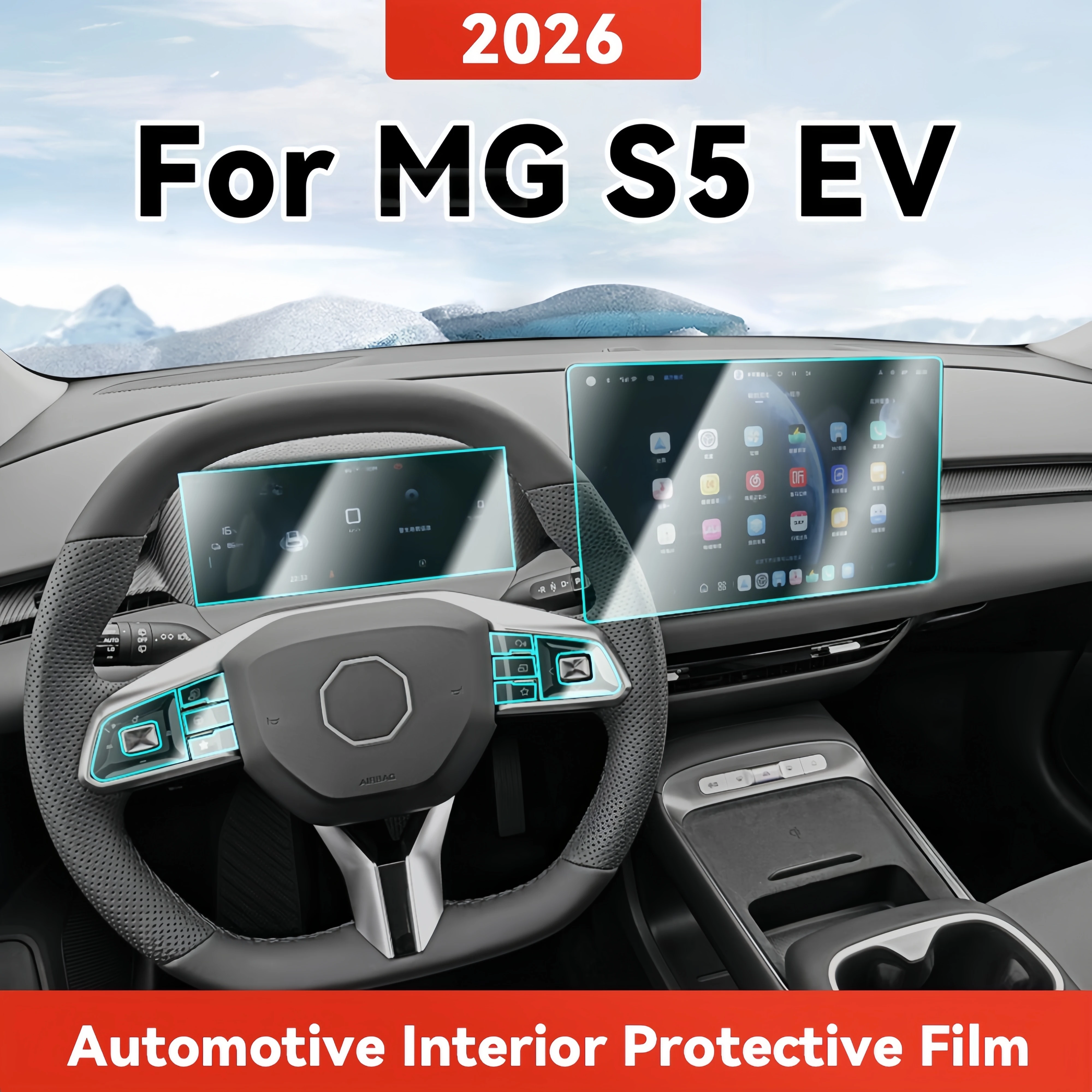 TPU pour MG S5 EV 2026 Film de protection transparent Accessoires de couverture pour panneau de navigation et commande centrale intérieure de voiture