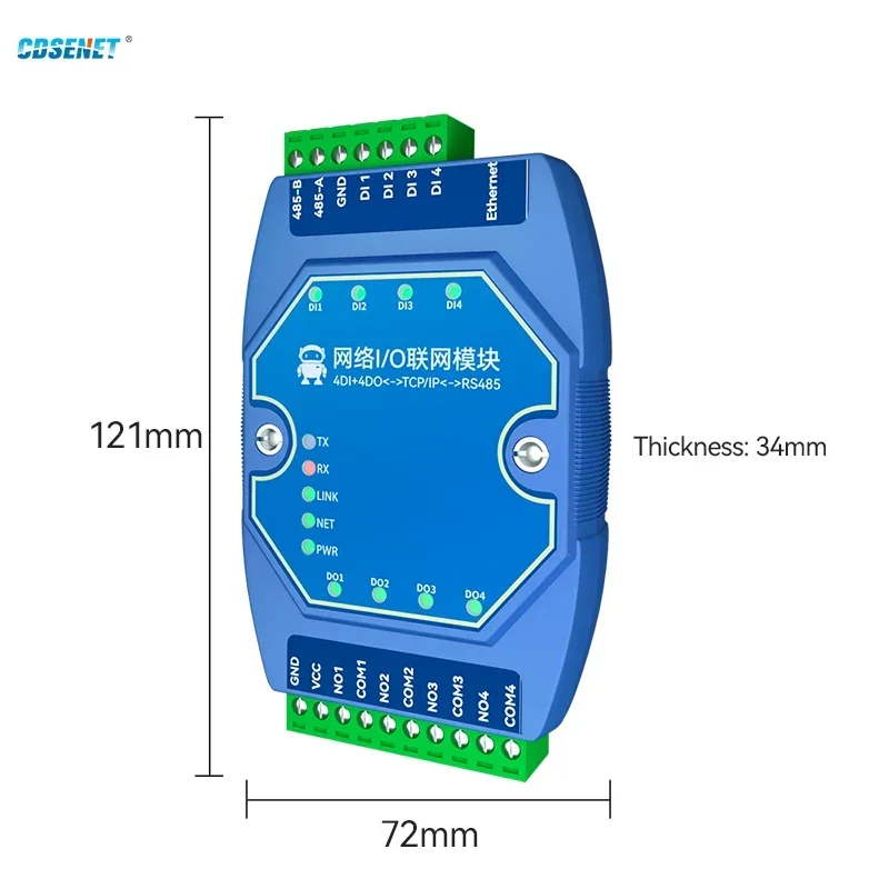 Ethernet I/O Mạng Module Chuyển Đổi Giá Trị Mua Lại Điều Khiển ModBus 4DI + 4DO CDSENET ME31-AXAX4040 RS485 Cổng Nối Tiếp RJ45