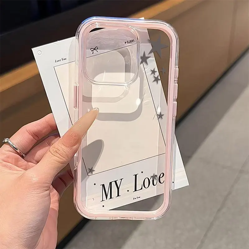 Simple Grey Star 2in1 Clear Phone Case For Samsung Galaxy S26Ultra S25 S23 FE S24 S22 Plus A57 A37 A55 A54 A36 A35 A15 A16 Cover