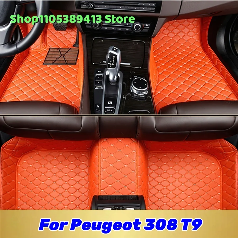 

Автомобильные коврики из кожи на заказ для Peugeot 308 T9 2019 2018 2017 2016, аксессуары для автомобиля