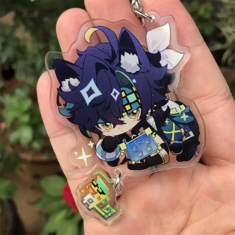 Acrylic KeyChain Genshin Impact Kinich Mualani Kachina Emilie Sethos Character Bag Pendant Sandwich Double-sided Keyring