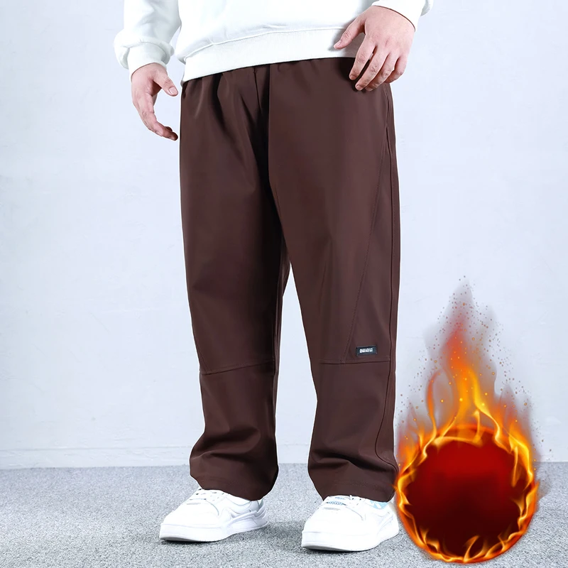 الرجال الصوف Sweatpants حجم كبير 9XL 10XL الشتاء عالية المرونة سميكة الدافئة الرجال السراويل رياضة ركض حجم كبير تشغيل بنطال رياضي