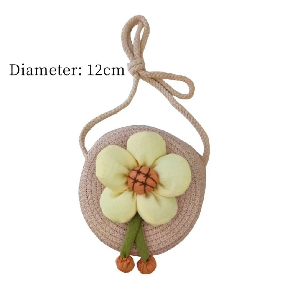 Handmade Summer Children Girls Shoulder Bag Flower Straw Baby Bags Messenger Bag Kids Keys Coin Purse Cute Princess Mini Handbag