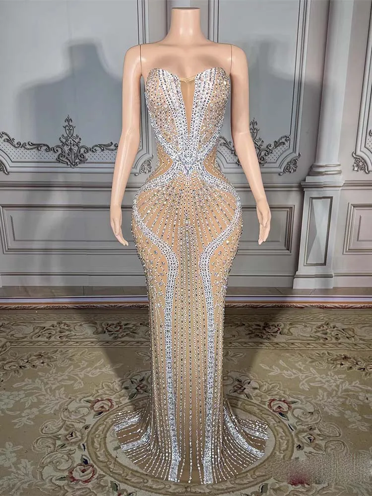 High Quality Hot Stamping Sexy Chest Wrapped Mesh Dress 2025 New Fashion Custom Women'S Clothing