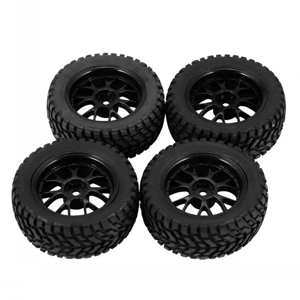 4Pcs 75mm Rubber Rally Climbing Car Off-road Wheel Rim and Tires Hex For MN99S HSP HPI Wltoys 144001 RC Car