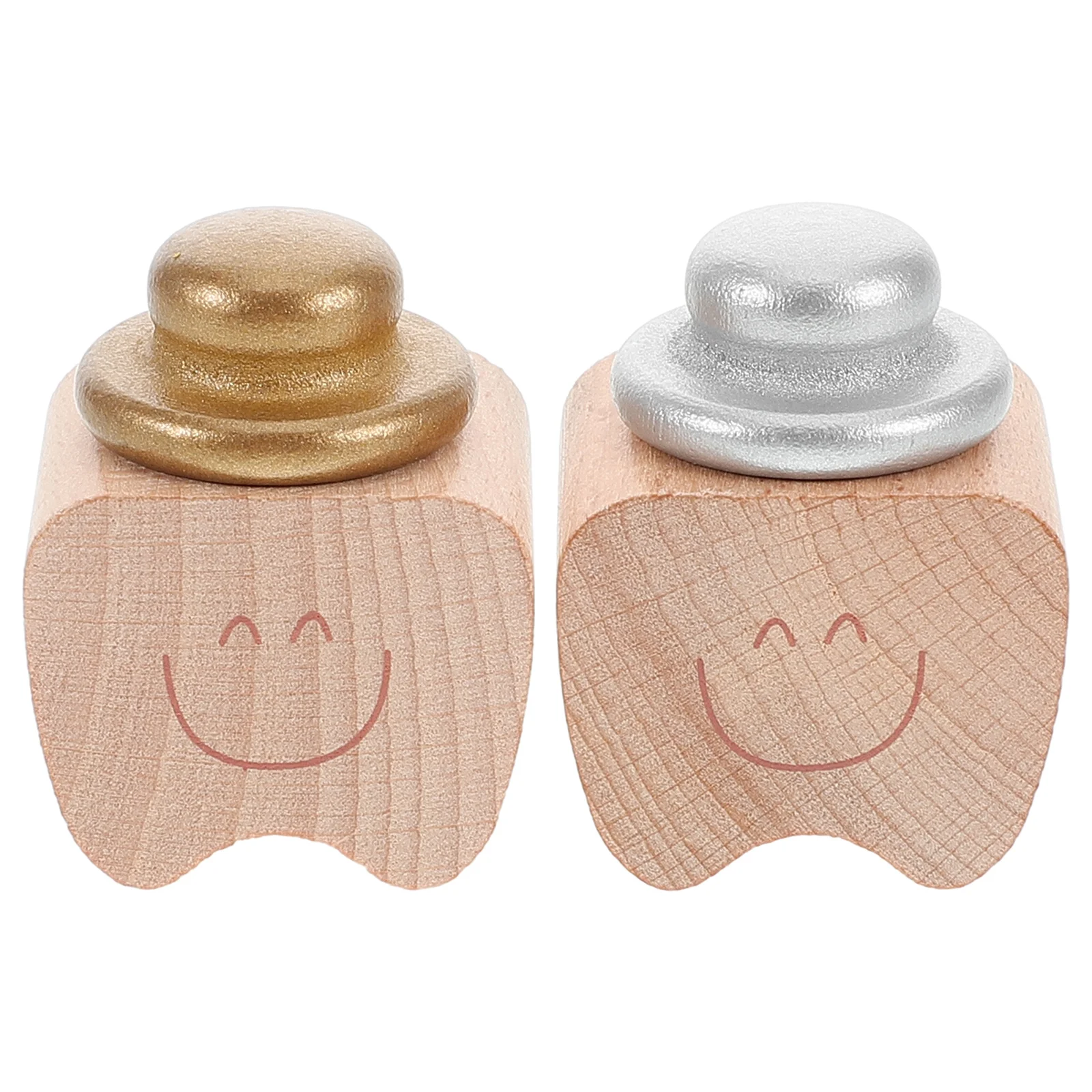 

2 pcs Wooden Baby Teeth Storage ganizer Cute Tooth Holder Memorial Gift Container Lost Teeth Keepsake
