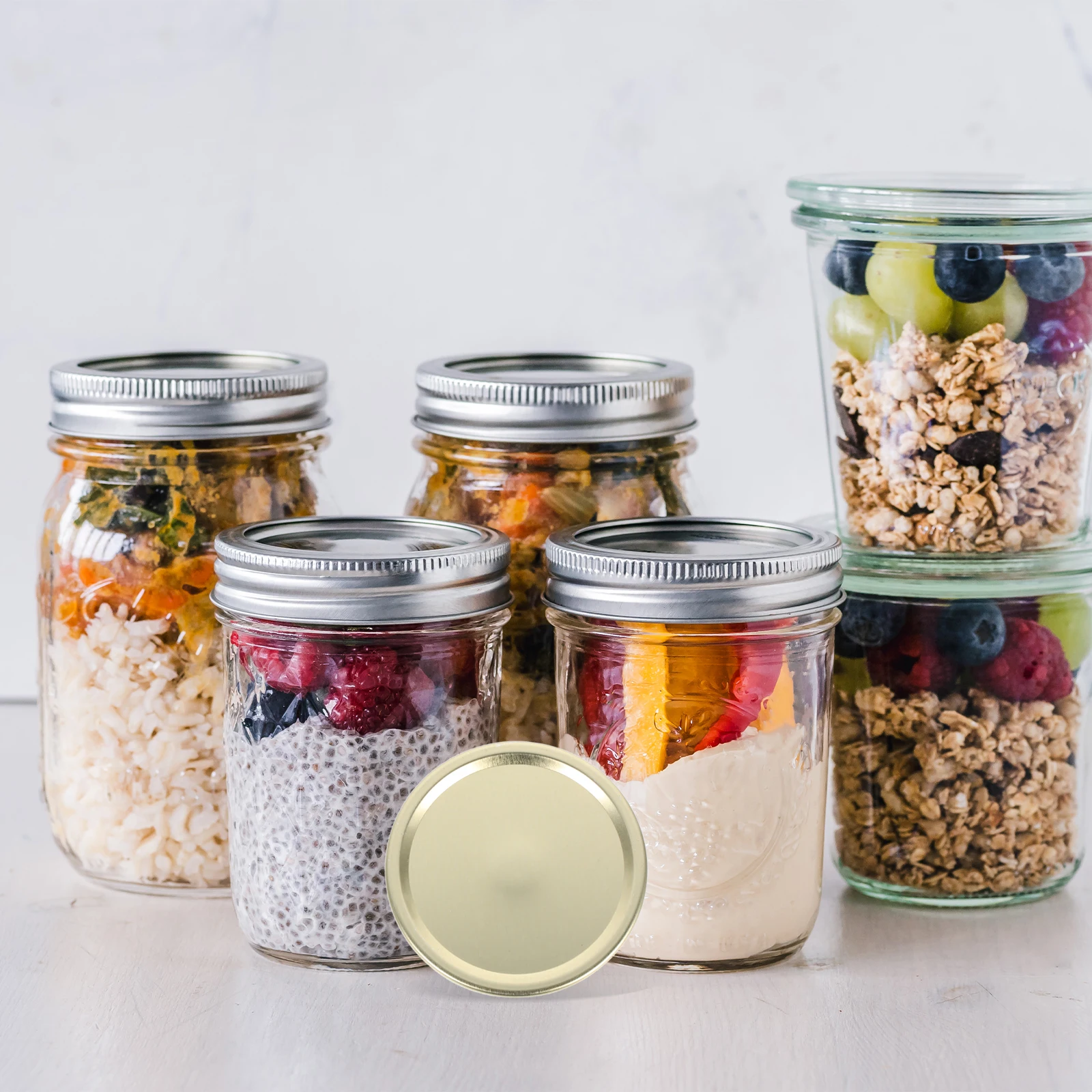 

20pcs Golden Tinplate Mason Jar Lids for 70mm Mouth Airtight Food Seals Wide Canning Covers Compatibility Storage Jars