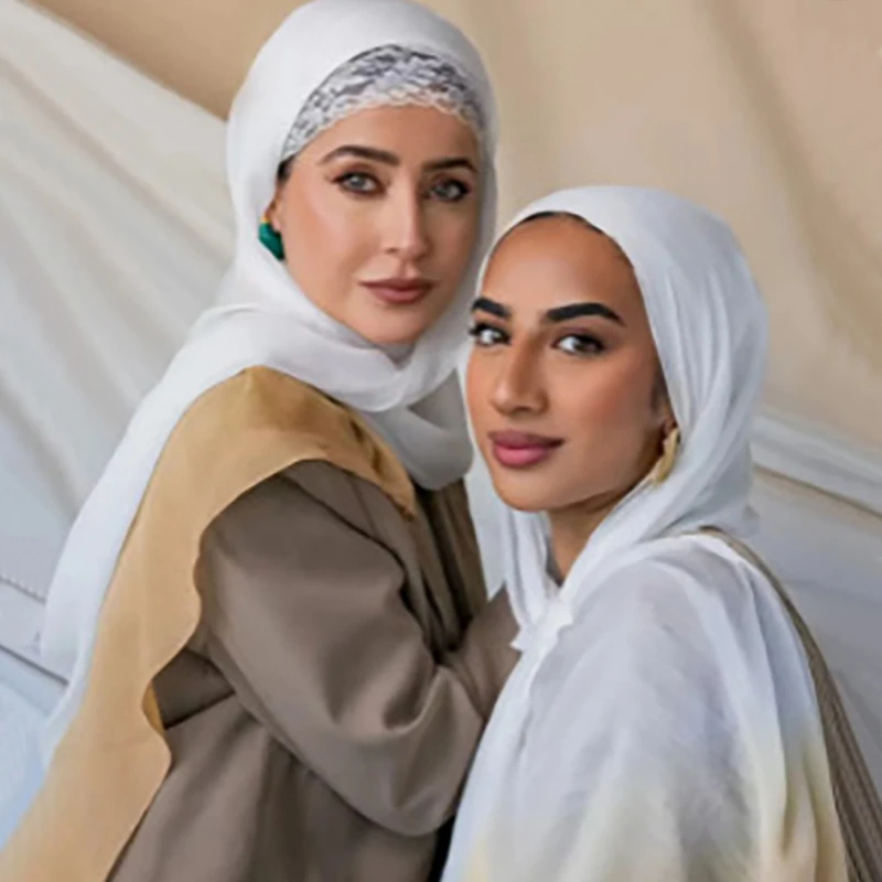 

Ramadan Hijab Gradient Plain Print Women Casual Watercolor Soft Muslim Hijabs Solid Breathable Shawl Wrap Scarf Islamic Turban