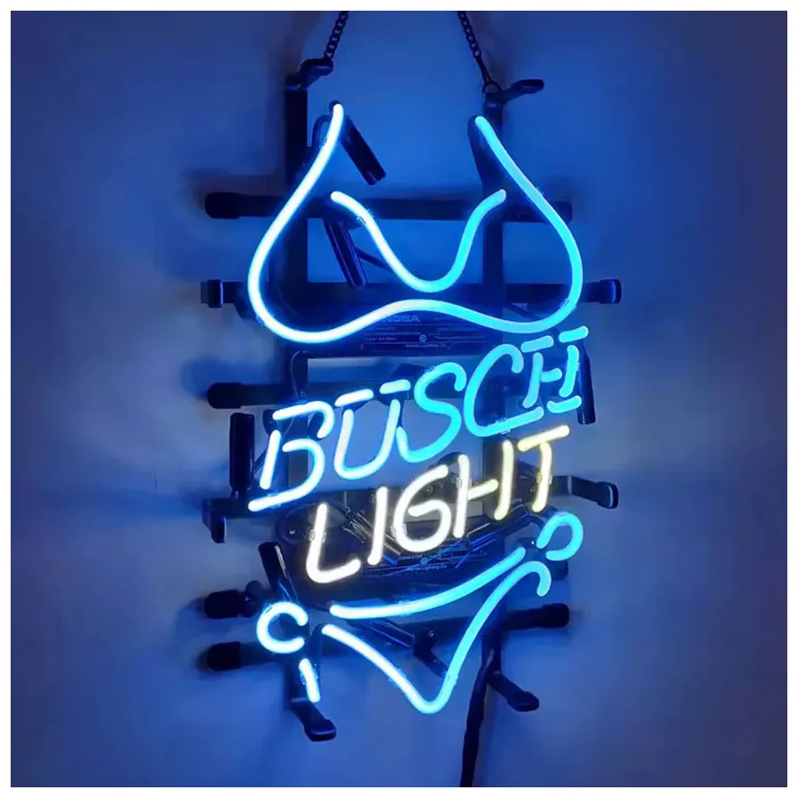 New Busc Light bikinis Beer Wall Decor Neon Sign Bar handcrafted Beer Hotel Decor Lamp neon light sign Real  Glass Room Decor