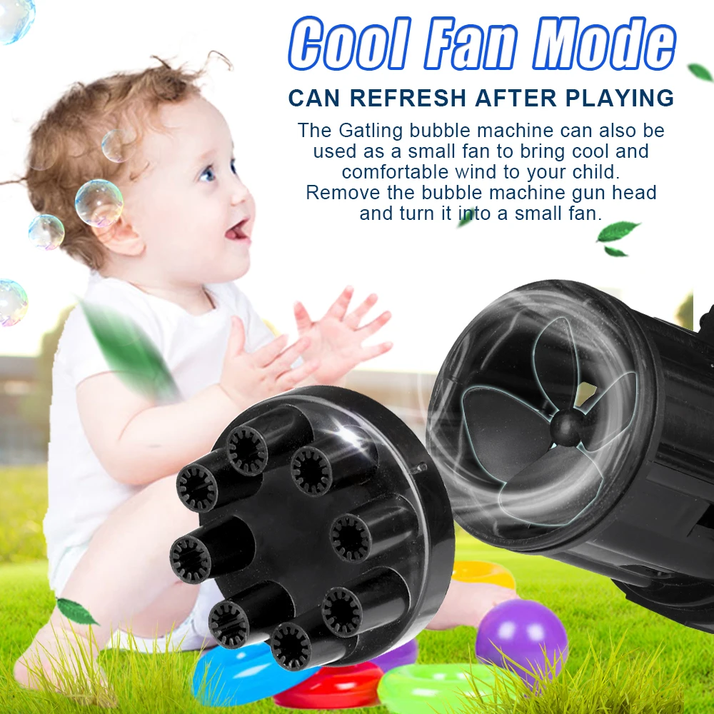 Kids Automatic Gatling Bubble Guns Toy 8 Holes Electric Soap Water Bubble Machine For Outdoor Summer Children Boy Girls Bath Toy