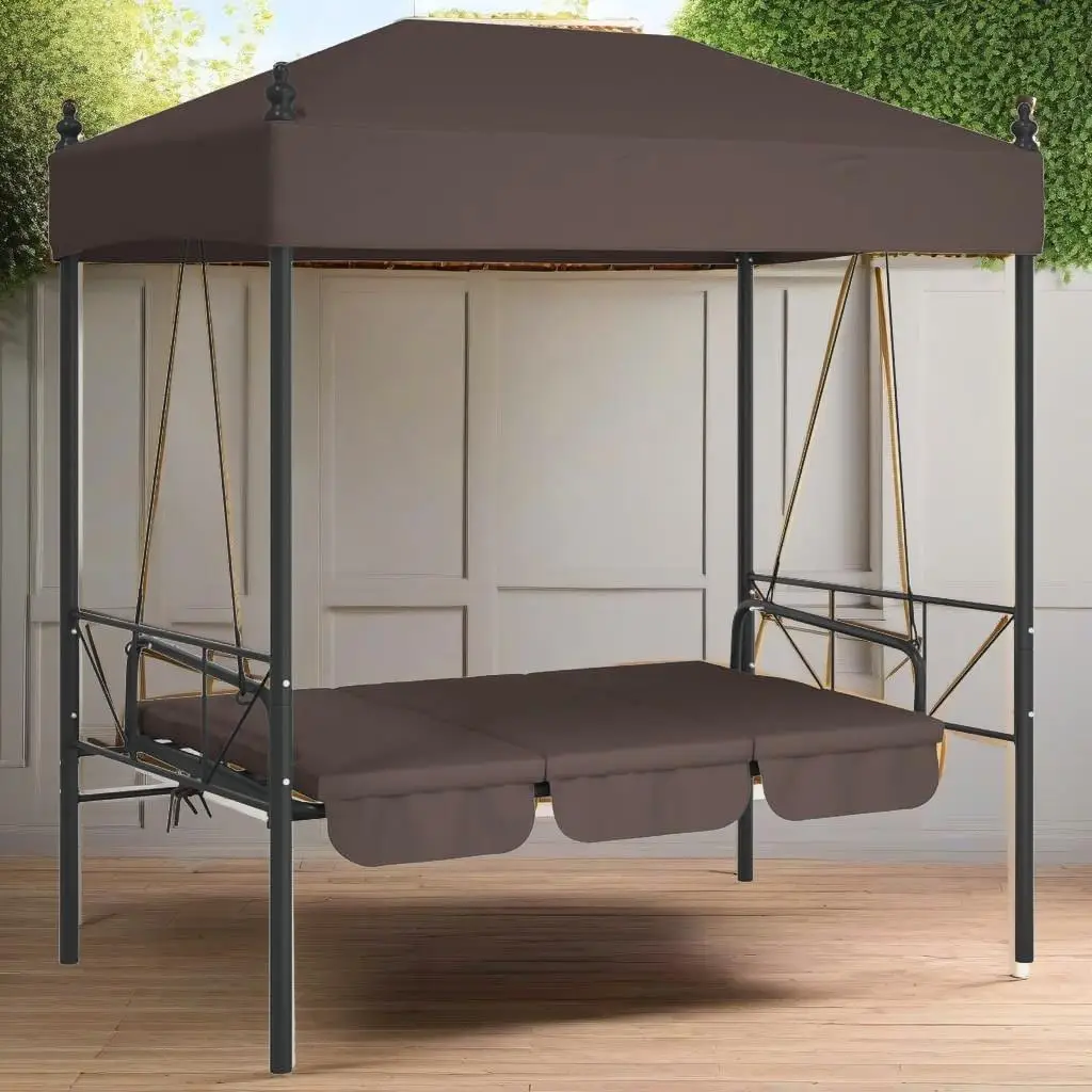 

Steel Patio Swing Bench with Canopy - Coffee Brown Outdoor Seating