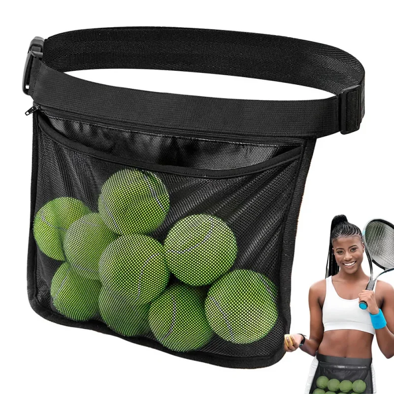 Team Training Tennis Ball Waist Holder Bags Adjustable Belt Storage Bag Portable Pingpong Pickleball Golf Ball Sports Pocket Bag
