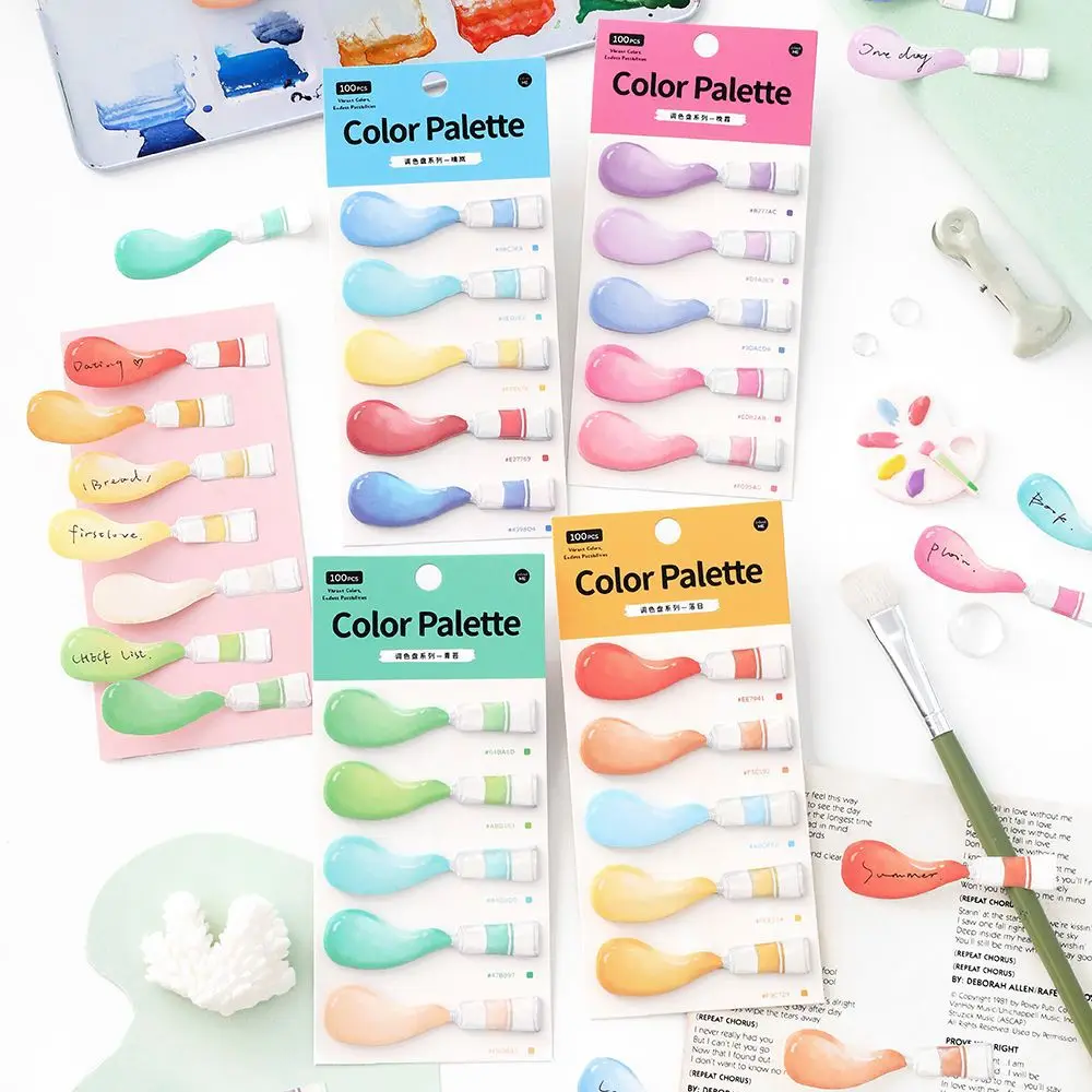 

50pcs/lot Memo Pads Material Paper Color palette sticky note Junk Journal Scrapbooking paper Cards Background Decoration