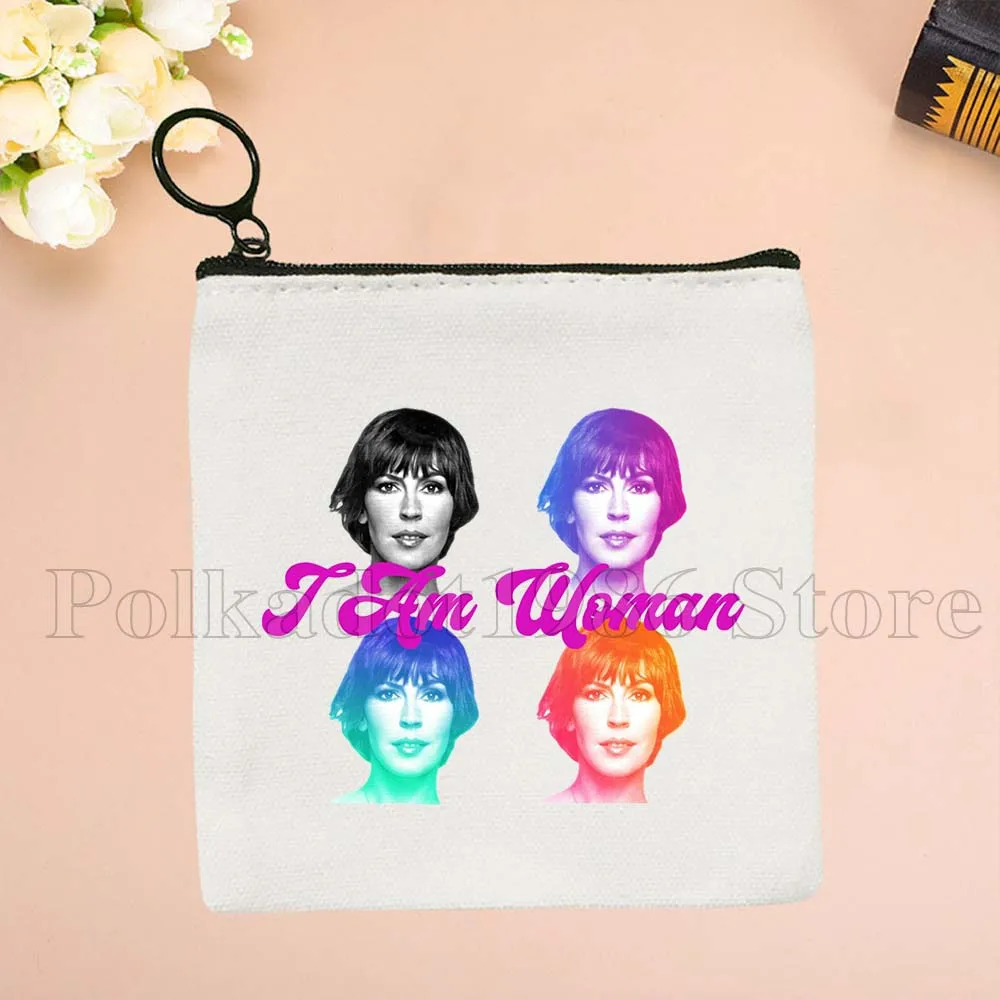 I Am Woman Music Artist Art Helen Reddy Fan Gifts Canvas Coin Purse Small Square Bags Key Travel Storage Card Bag Wallet Pouch