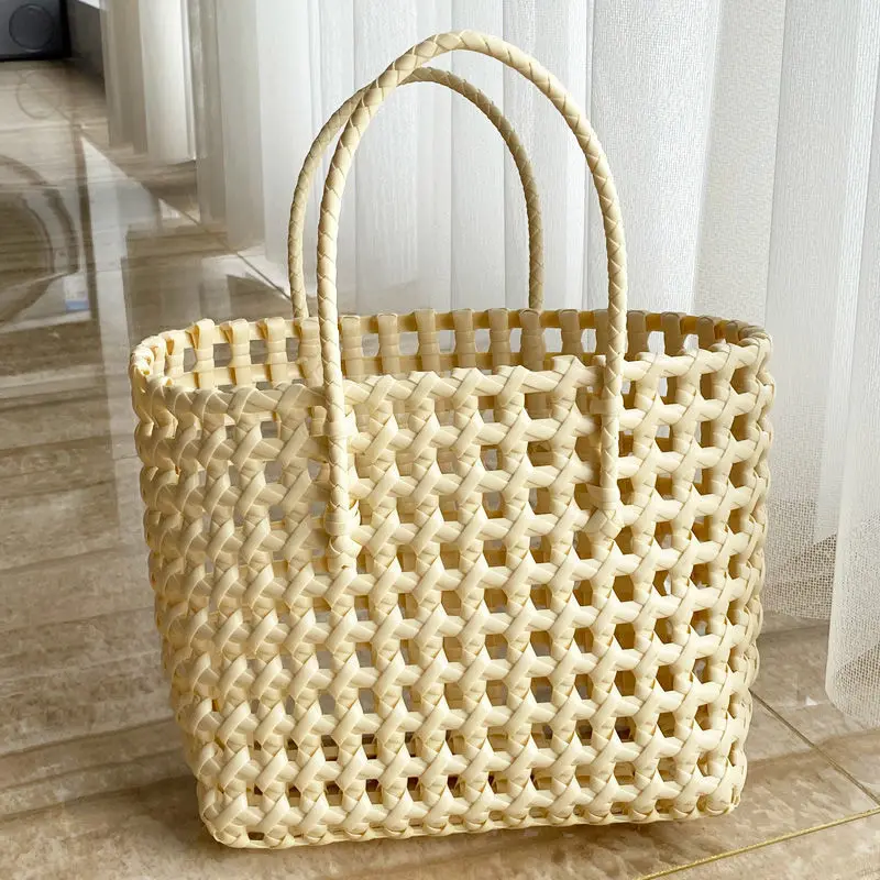 Ins Fashion Handmade Woven Large Capacity Bag Storage Basket Shopping Basket the Beach Bag Portable Vegetable Basket