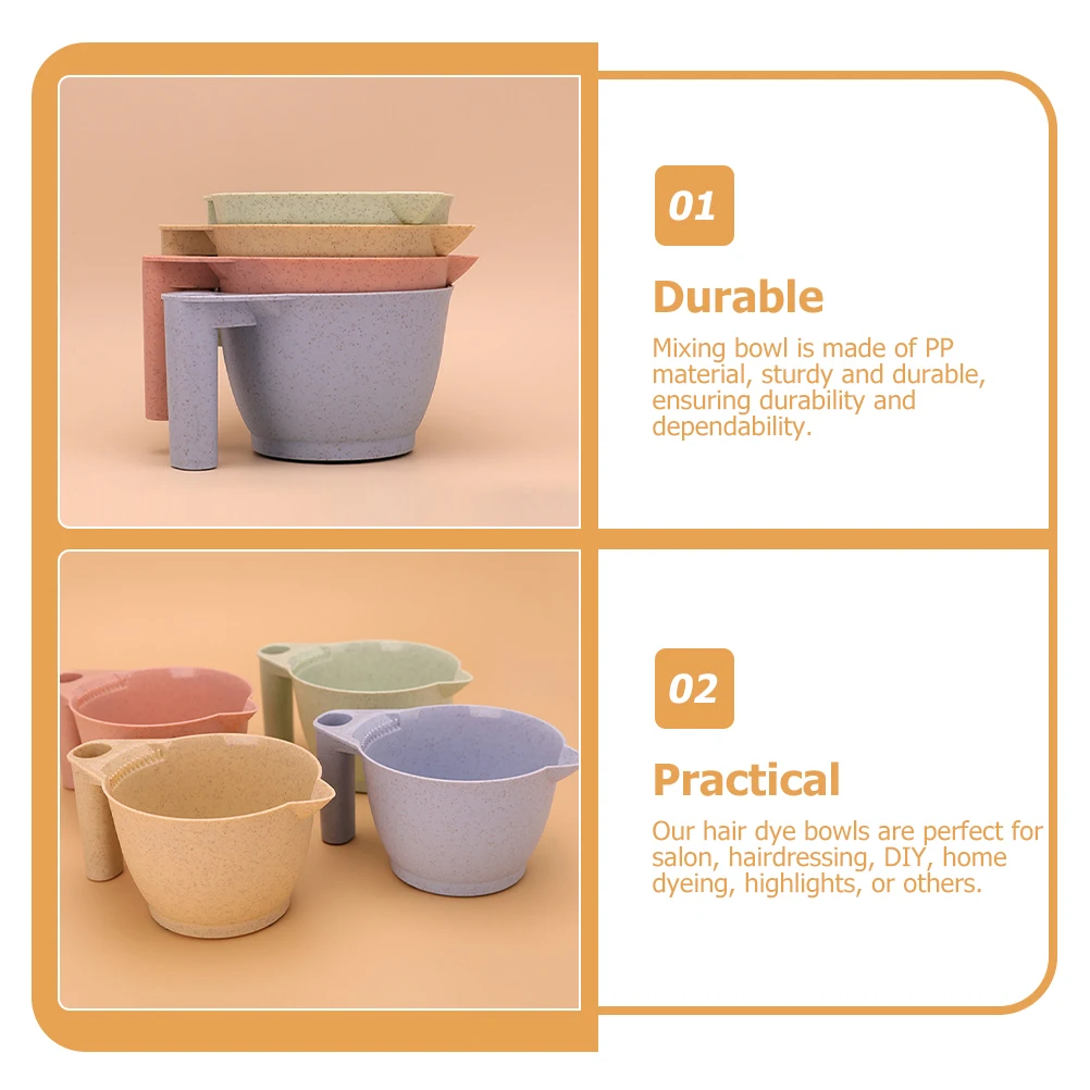 

2pcs Hair Dye Bowls Salon Mixing Color Bowls for Hairdresser Tint Bowl Set PP Material Blue Straw Reusable Environmental