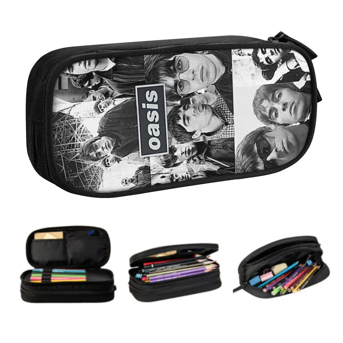 

Custom Korean Retro O-Oasises Pencil Cases for Girls Boys British Rock Poster Large Storage Pen Box Bag Stationery