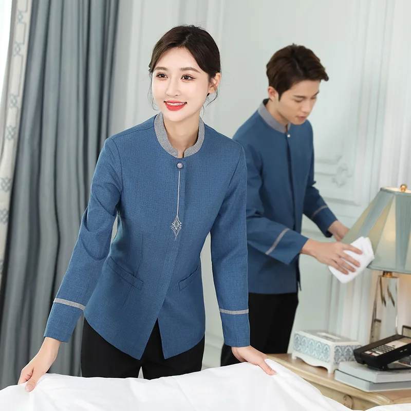 Hotel Room Cleaner Work Clothes Long-Sleeve Suit Cleaning Aunt Property Housekeeping Cleaning Clothing Female Autumn and Winter