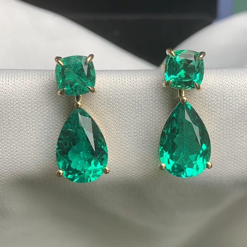 

Ruif Classical Design High 9k Gold Lab Grown Emerald Earrings for Women Elegant Women's Jewelry Anniversary Party Gift